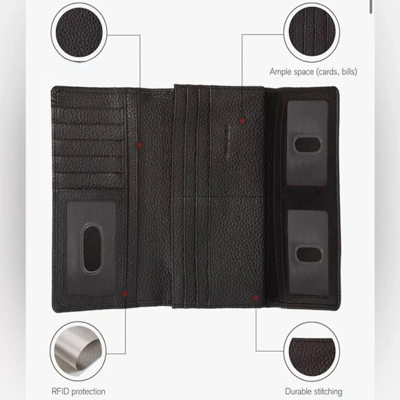 Like New Oak Leathers Brown RFID Blocking Trifold Wallet with  11 Slots - Picture 6 of 11